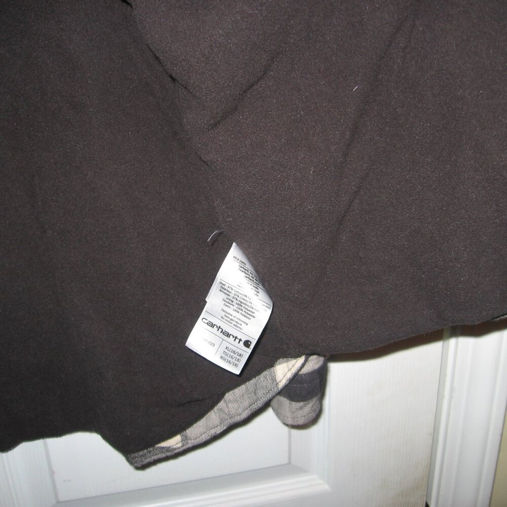 Carhartt Fleece Lined Flannel Shirt Jacket Women's XL Black Beige Plaid 2019 - Picture 4 of 7